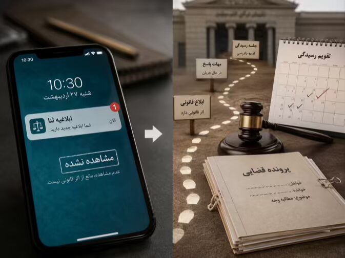 خانه 1 اگر ابلاغیه ثنا را باز نکنیم، ابلاغ انجام شده است؟